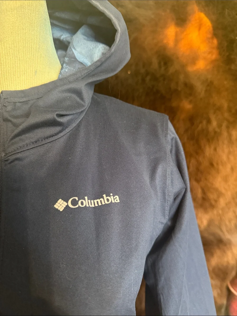 Columbia kids reversible Blue Camo Hooded Rain Shell Jacket M (1975)